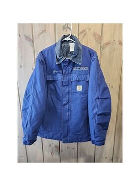 VTG, '93 Carhartt Jacket CQ182 Arctic Quilted,SZ46, UNION MADE, navy Blue,EUC